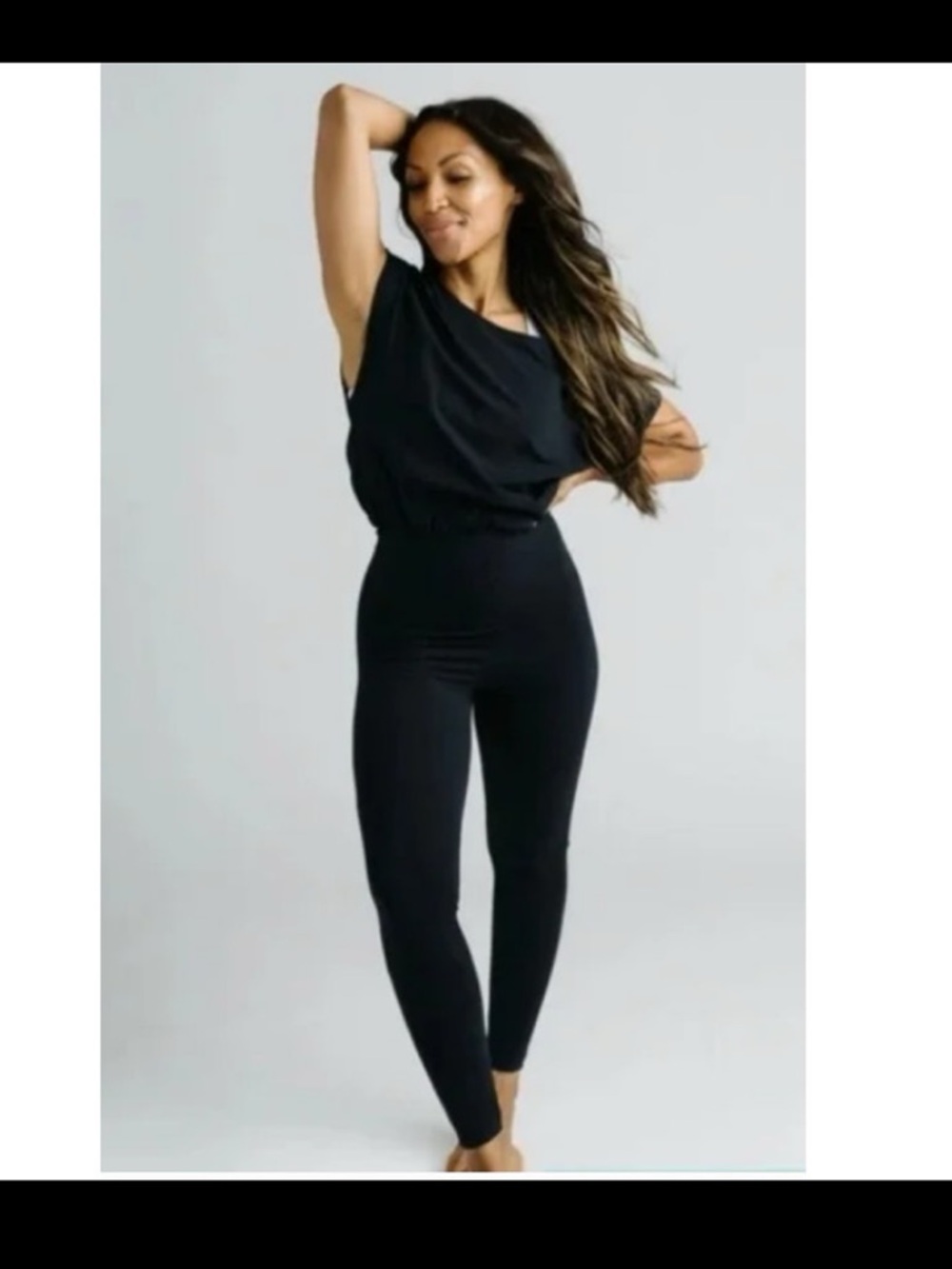 Zyia Black SoHo Jumpsuit Workout Leggings Short Sleeve Large